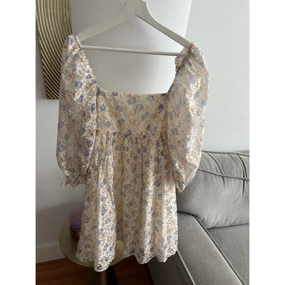 Storia Floral Femenine Romantic Babydoll Mini Dress M Fairy Coquette Spring - Picture 4 of 16